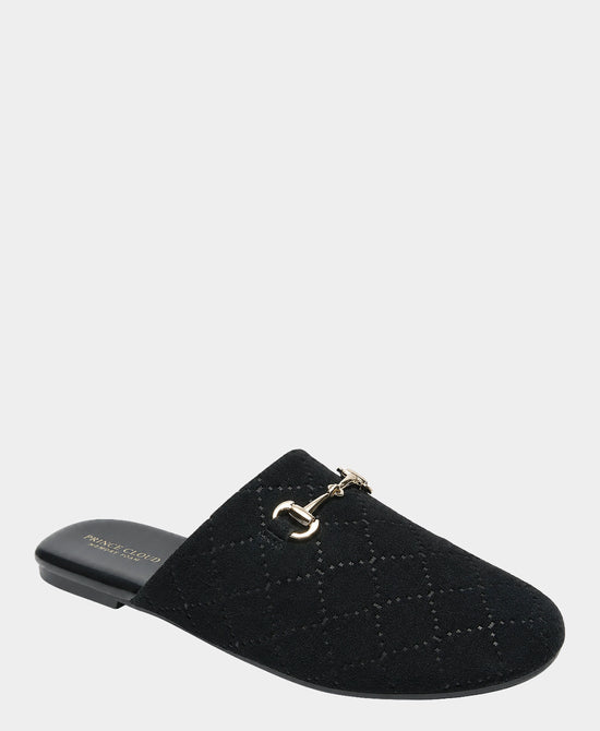 
Suede Quilted Mule w/ Gold Chain in BLACK view 1