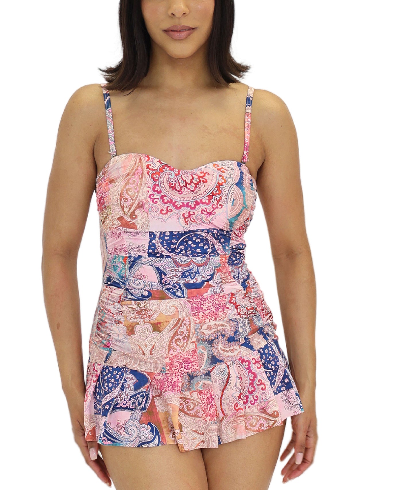 Printed Swim Dress One-Piece Swimsuit view 1
