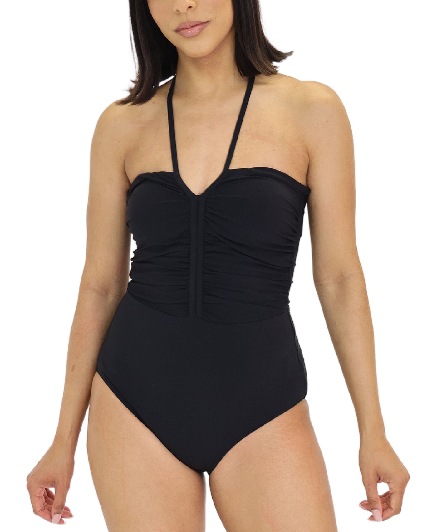 Ruched Halter One-Piece Swimsuit view 1