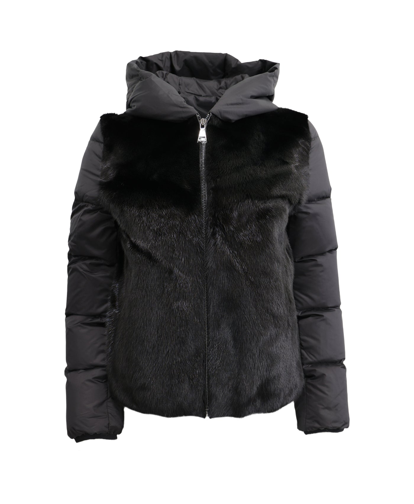 Fur & Down Puffer Hooded Jacket image 1