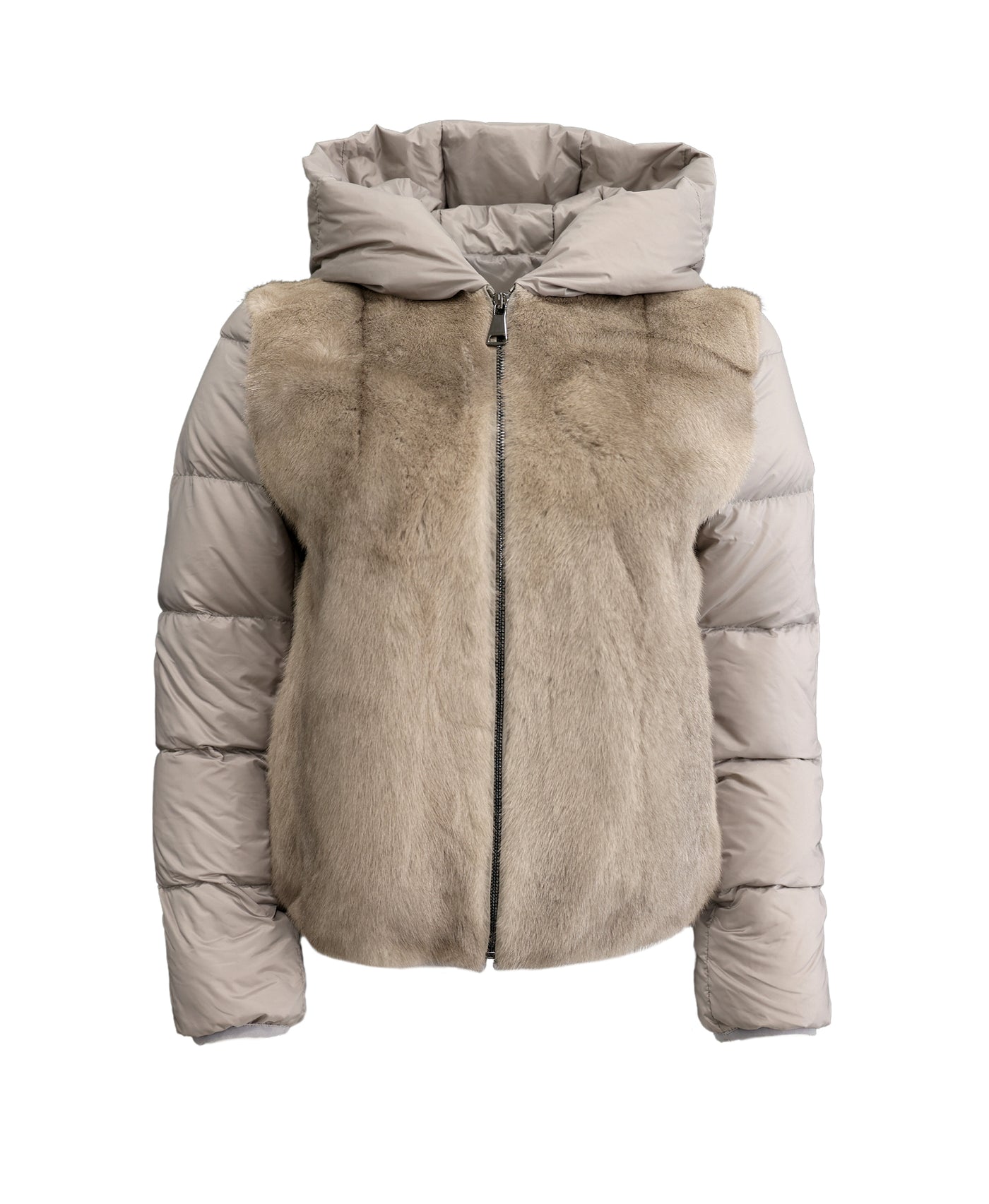 Fur & Down Puffer Hooded Jacket image 1