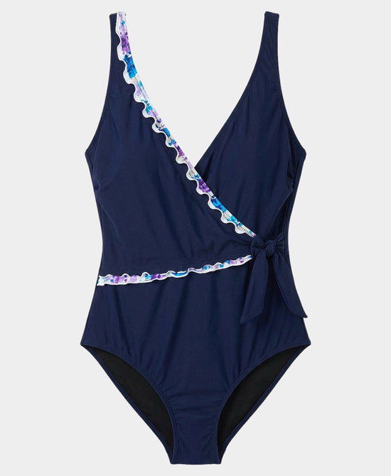 
Ruffle Trim One-Piece Swimsuit in NAVY view 2