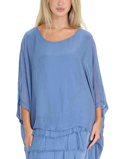 Asymmetrical Silk Top view 