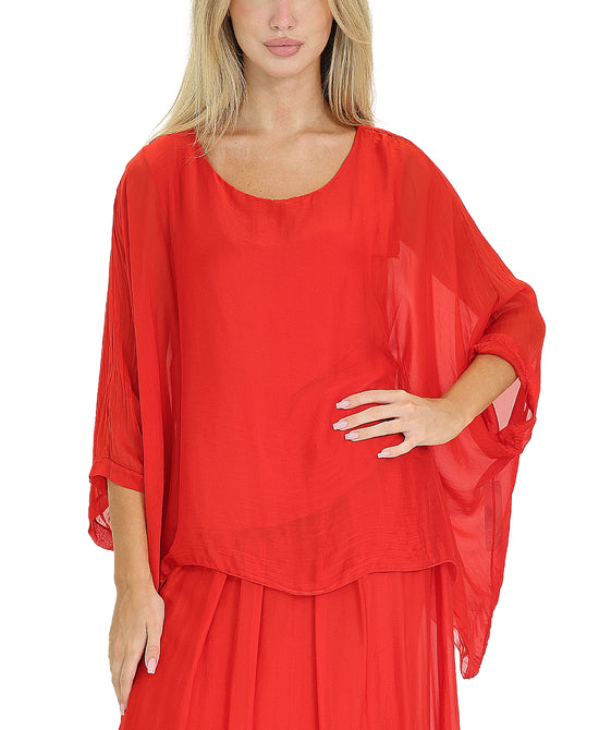 Asymmetrical Silk Top view 