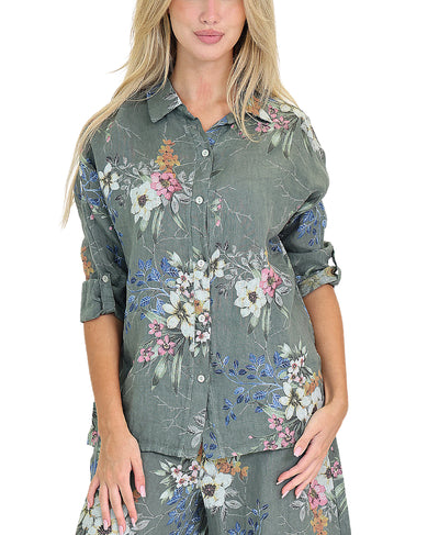 Linen Floral Print Top image 1
