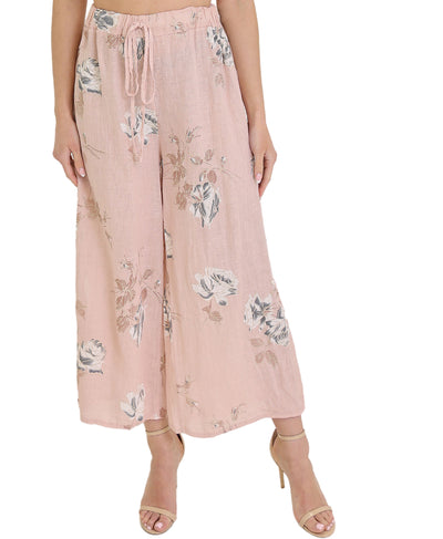 Linen Floral Print Pants image 1