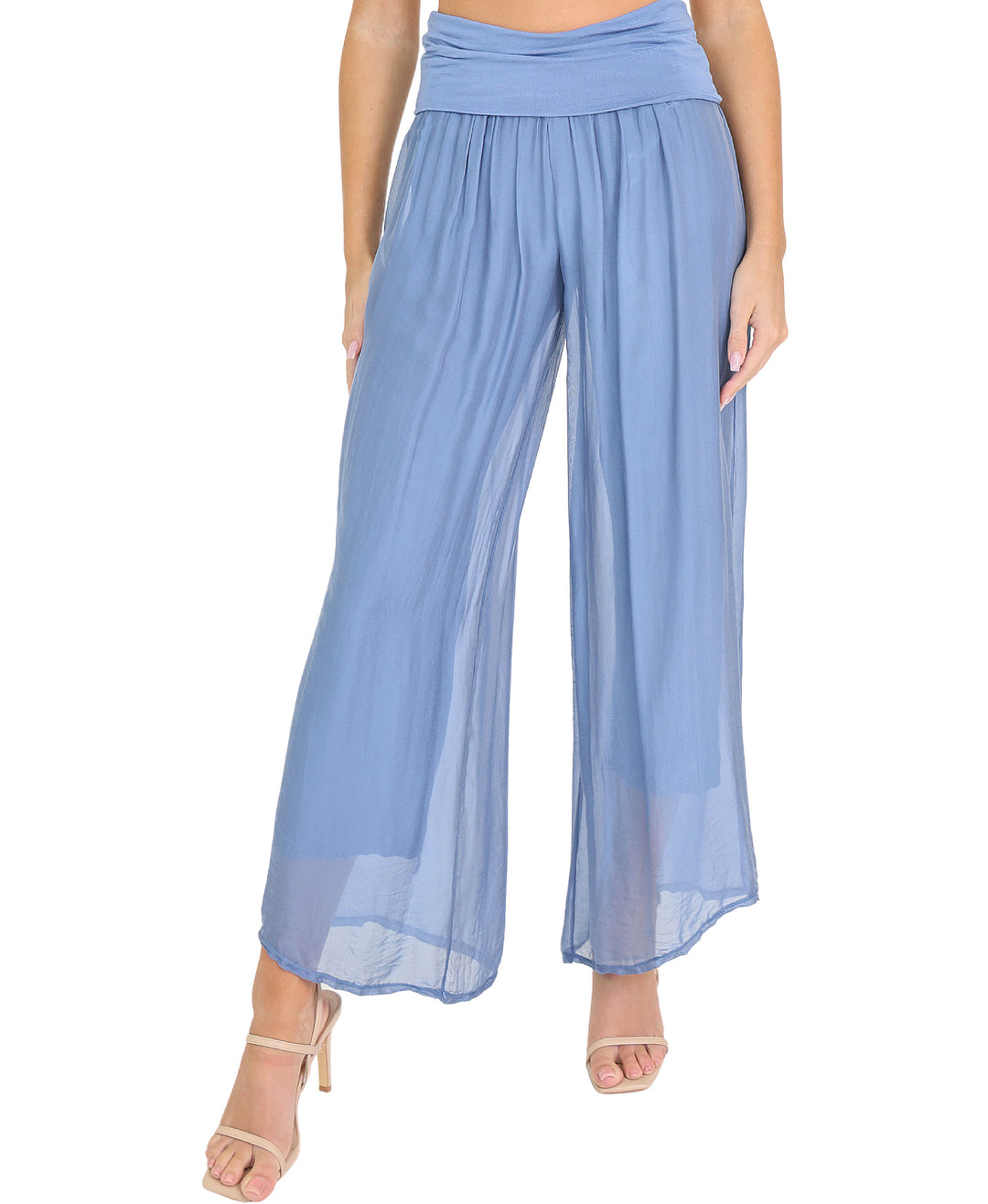 【oan】Summer Wide Silky Pants 2023 Summer Green Silk Satin Wide Trousers for Women High