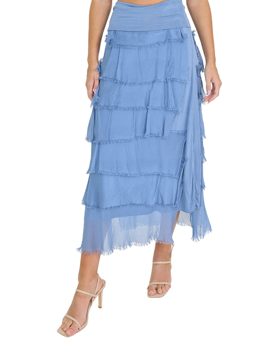 Silk Tiered Maxi Skirt view 