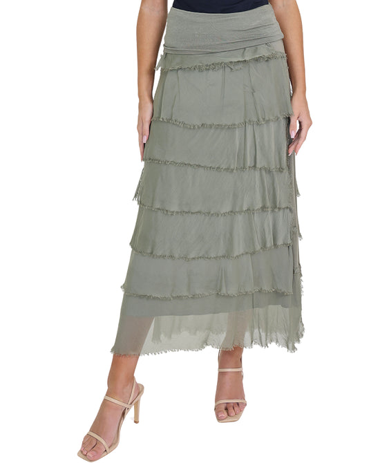 Silk Tiered Maxi Skirt view 