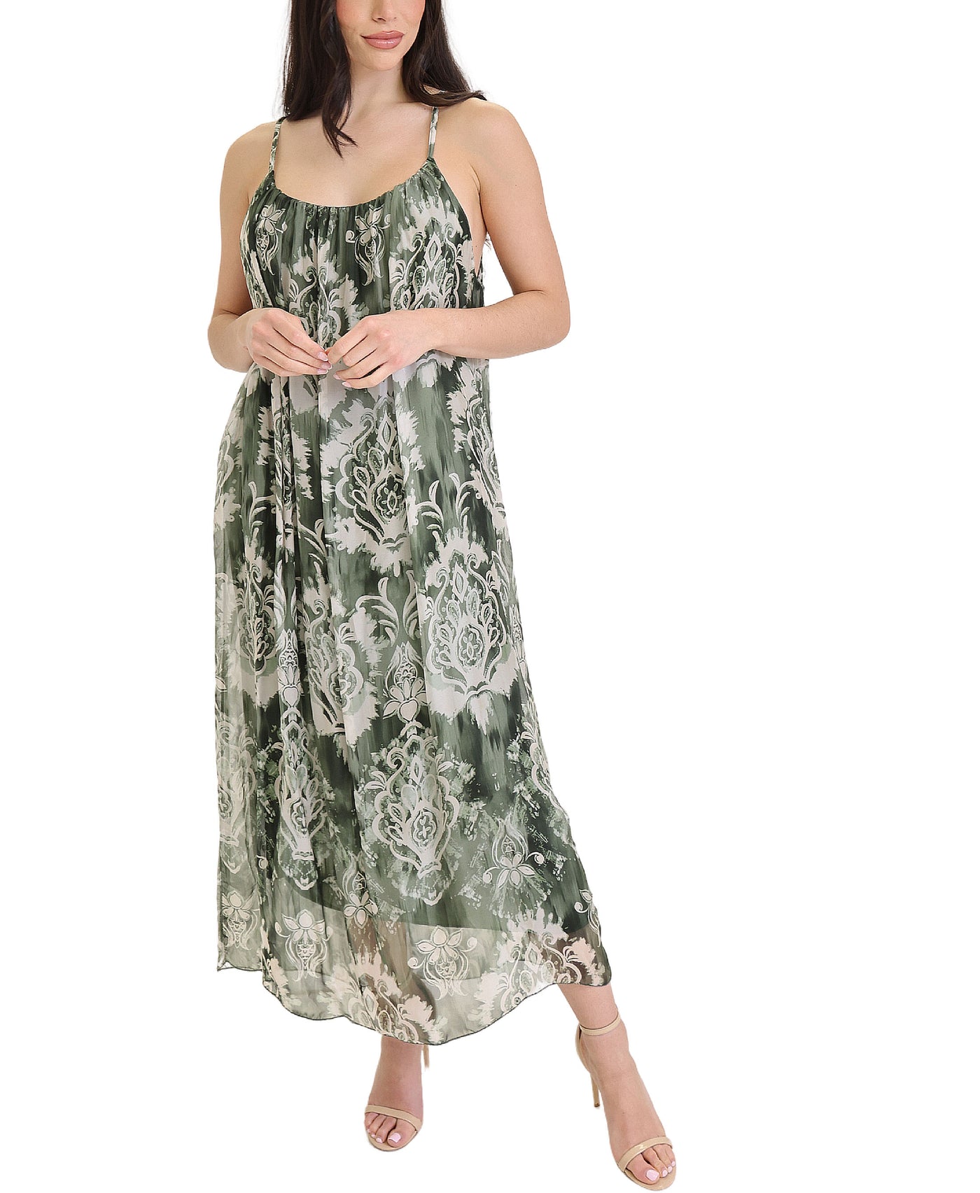 Printed Silk Maxi Dress view 1