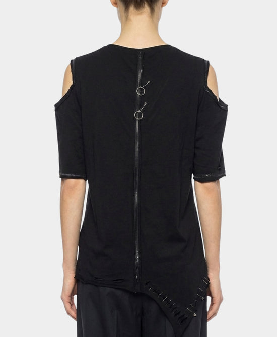 Cold Shoulder Tee w/ Safety Pins view 2