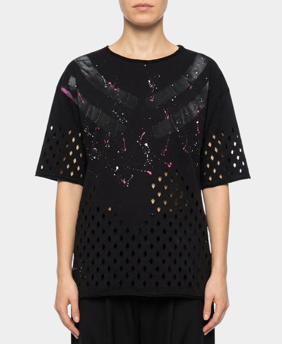 Tee w/ Paint Splatter & Cut-Outs view 1