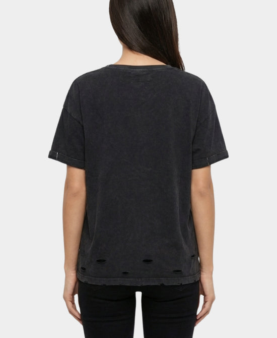 
Distressed Tee w/ Chain Detail in BLACK view 2