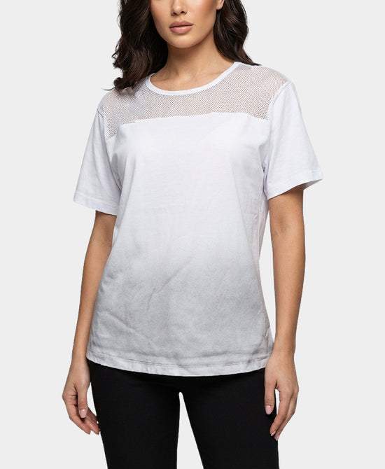 
Mesh Trim Ombre Tee in WHITE/GREY view 1