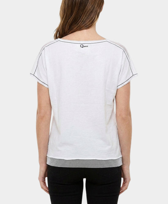 
Tee w/ Mesh Trim in WHITE/BLACK view 2