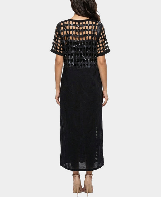 
Midi Dress w/ Holes & Studs in BLACK view 2