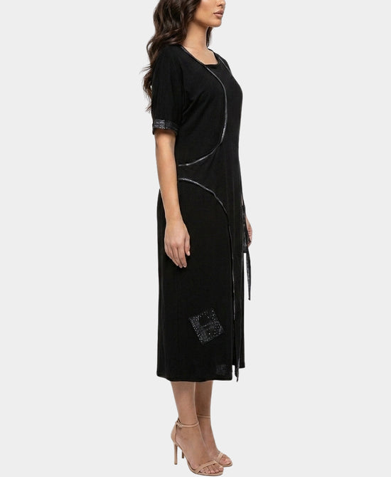
Midi Dress w/ Cold Shoulder in BLACK view 2