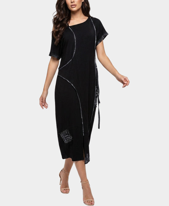 
Midi Dress w/ Cold Shoulder in BLACK view 1
