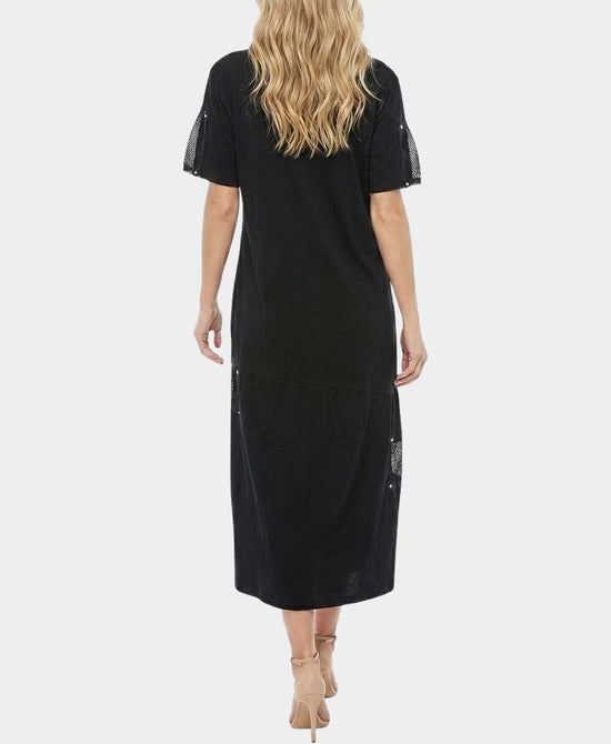 
Maxi Dress w/ Mesh & Studs in BLACK view 2