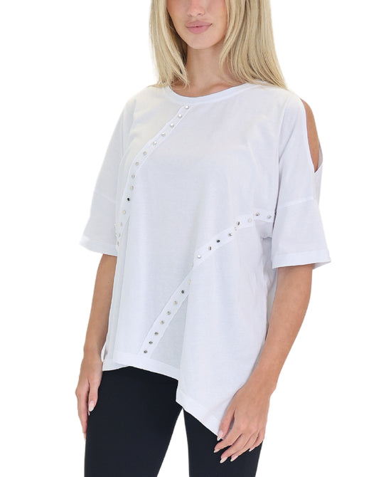 Cold Shoulder Top w/ Studs view 