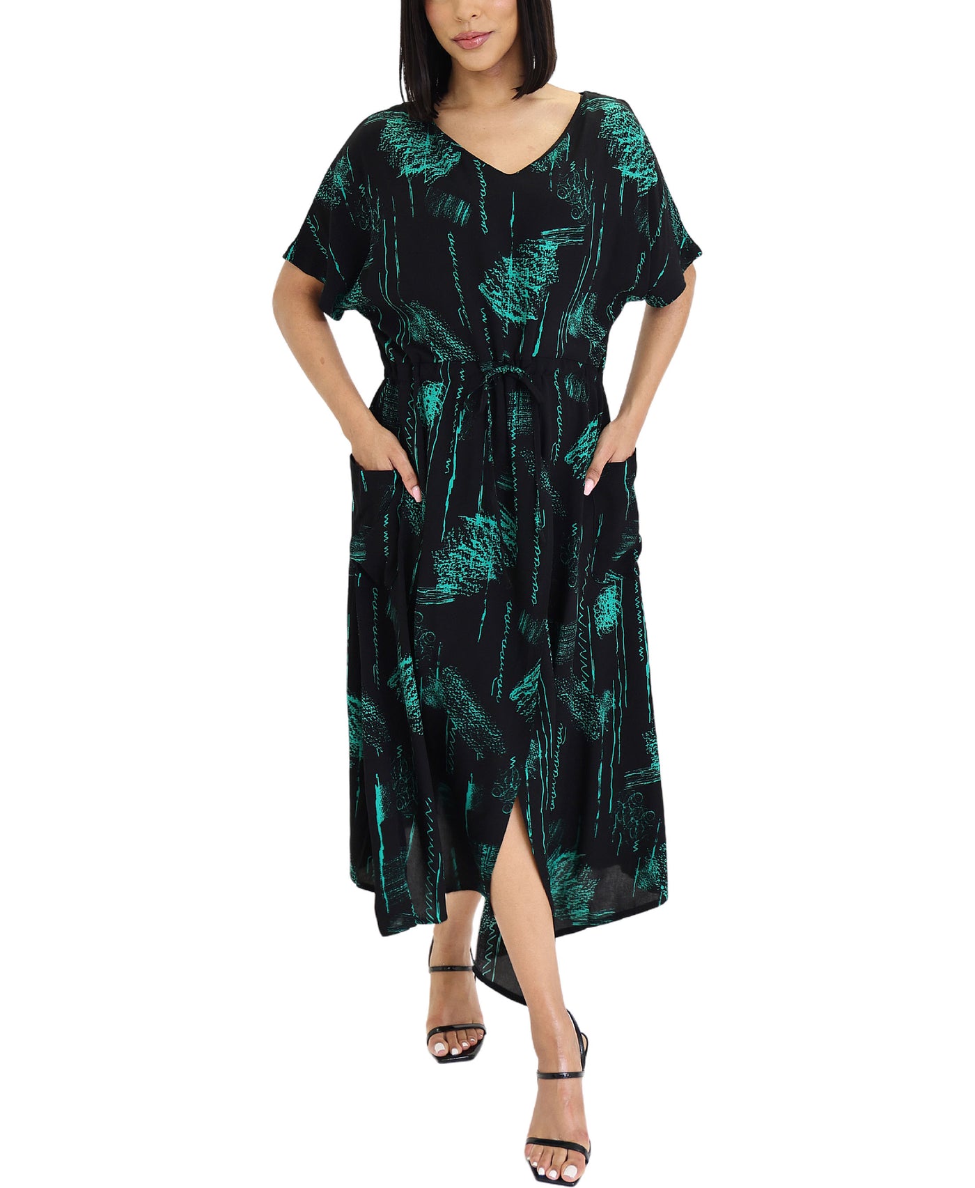 Abstract Printed Asymmetrical Maxi Dress view 1