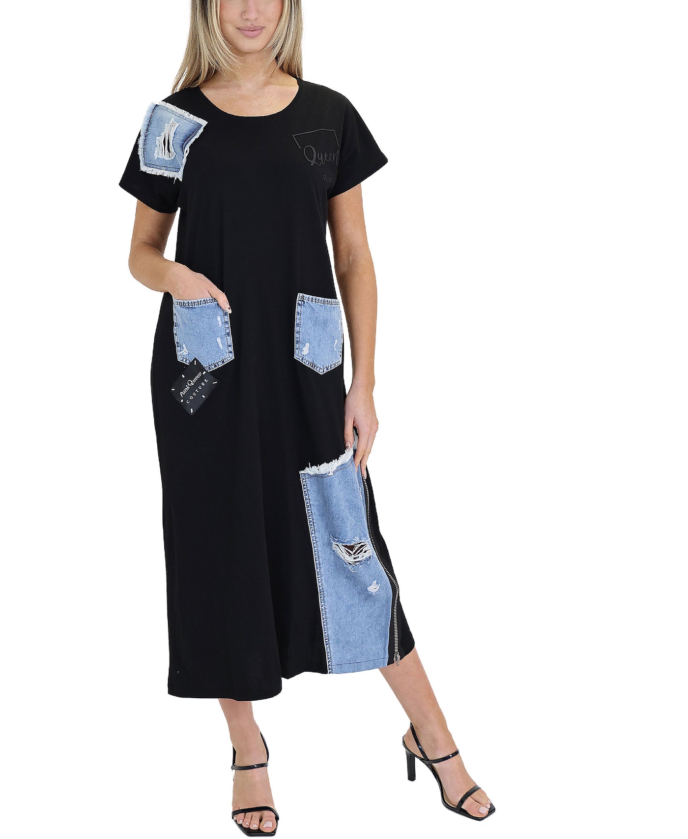 Denim Trim Midi Dress view 1