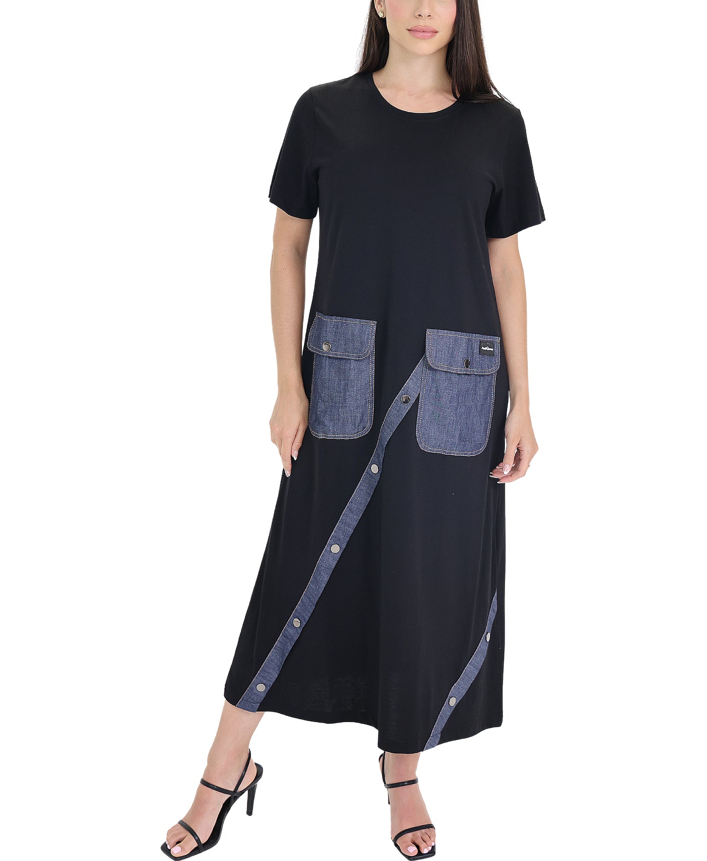 Denim Trim Midi Dress view 1