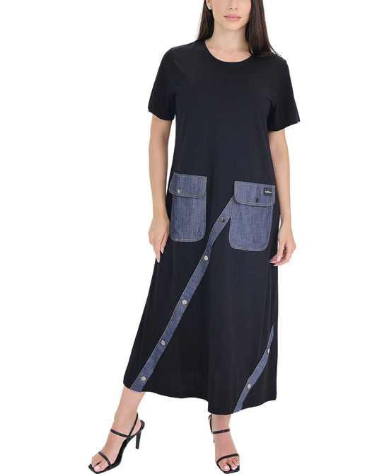 Denim Trim Midi Dress view 