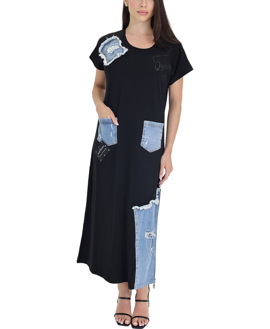 Denim Trim Midi Dress view 