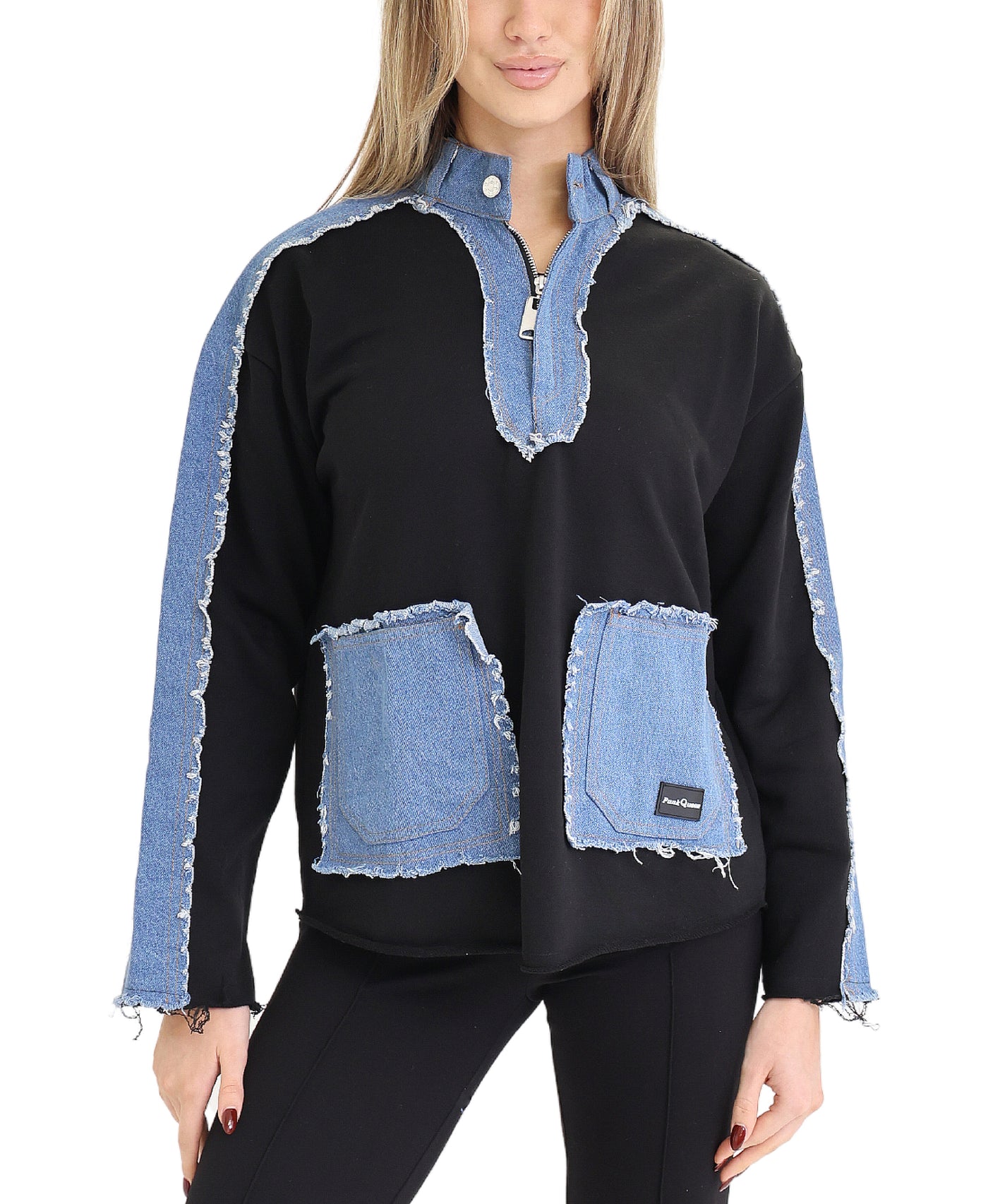 Fleece & Denim Combo Top view 1