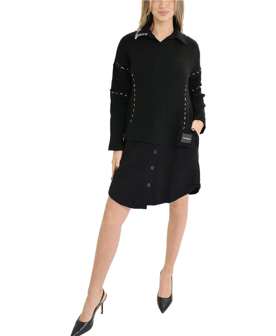 Knit & Fleece Dress w/ Whipstitching view 