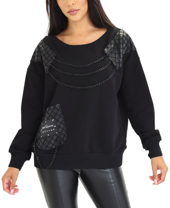 Mixed Media Top w/ Chains view 