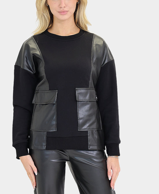 Faux Leather Trim Top view 