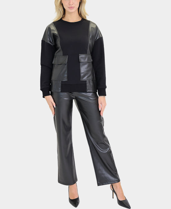 Faux Leather Trim Top view 