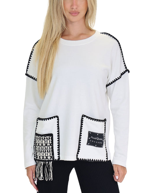 Top w/ Colorblock Fringe Detail view 