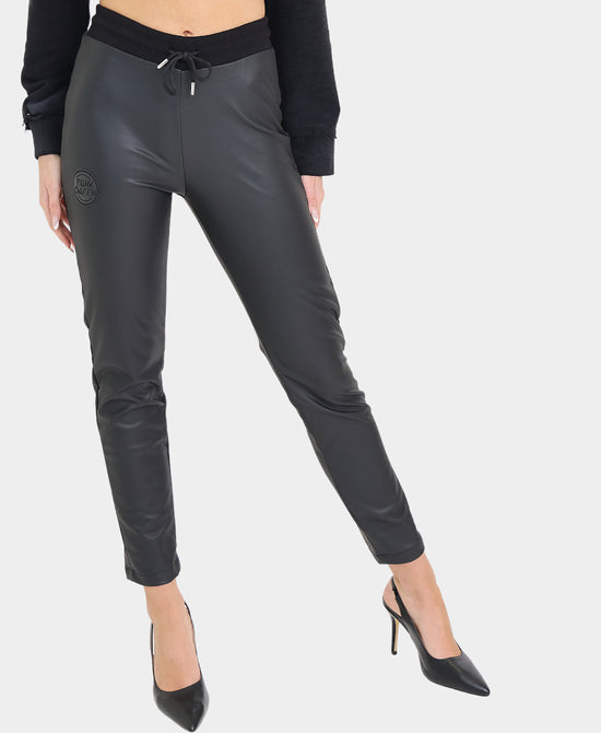 Faux Leather Pants w/ Logo view 