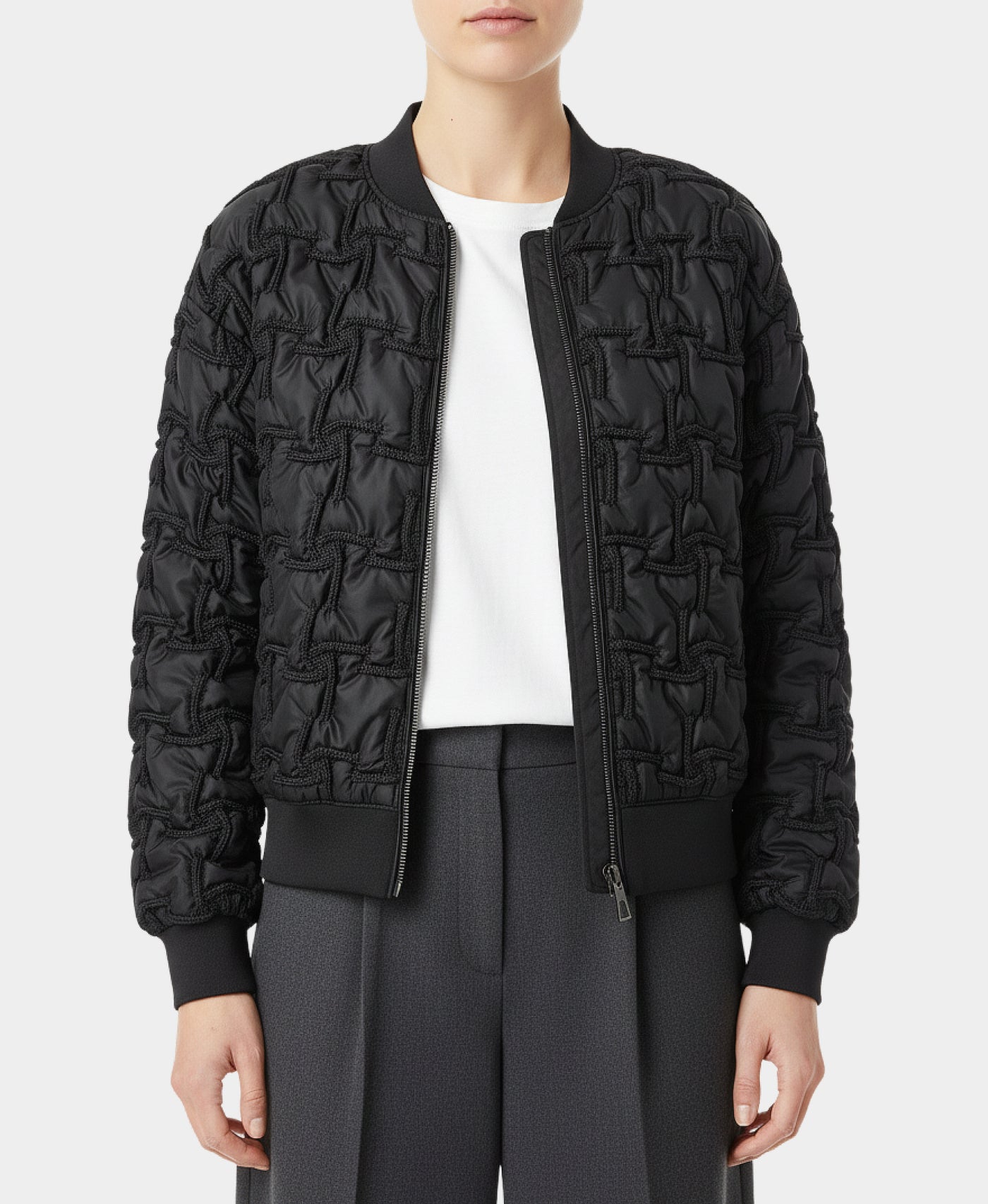 Bomber Jacket w/ Textured Detail view 1