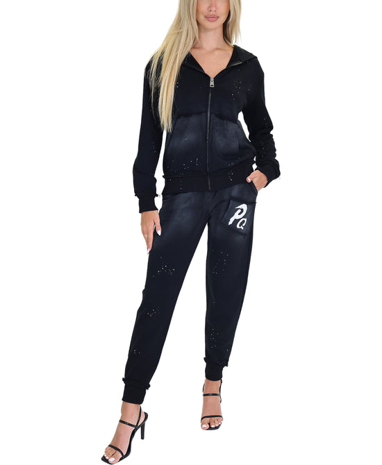 Paint Splatter Top w/ Hood & Joggers - 2 Pc Set view 
