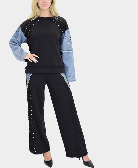 Denim Trim Top & Pants - 2 Pc Set view 