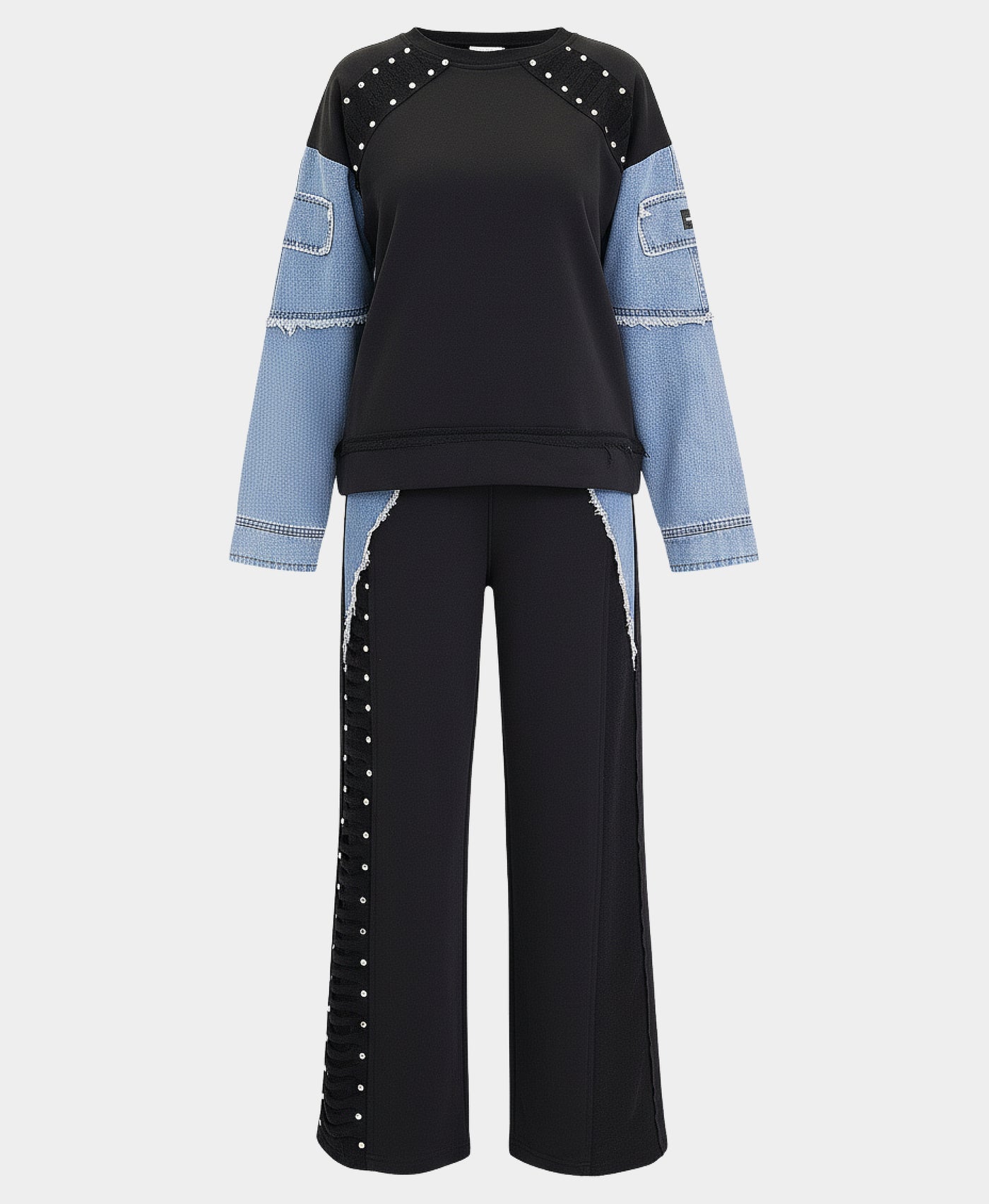 Denim Trim Top & Pants - 2 Pc Set view 2