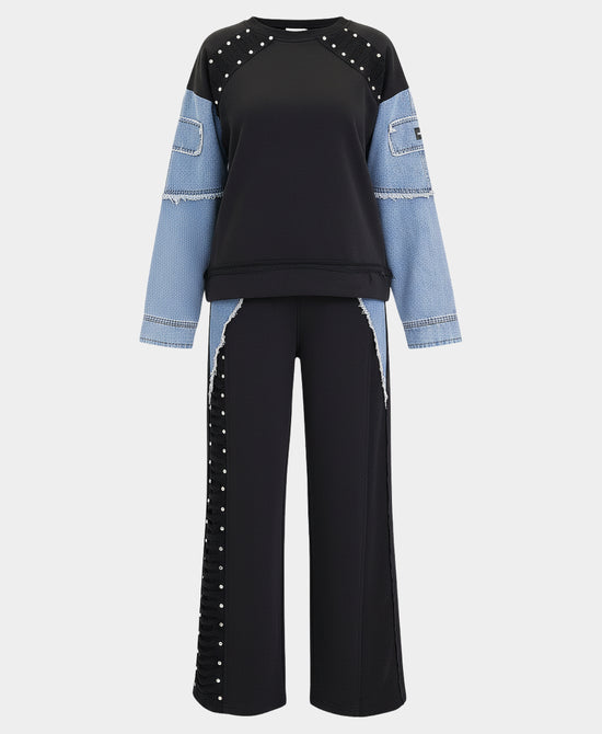 Denim Trim Top & Pants - 2 Pc Set view 