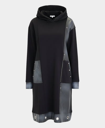 Dress w/ Faux Leather Trim & Hood image 2