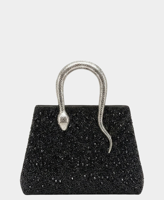 
Crystal Snake Handle Evening Bag in BLACK view 1