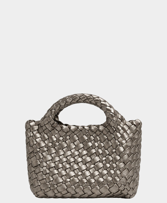 
2in1 Mini Woven Crossbody Bag in PEWTER view 2