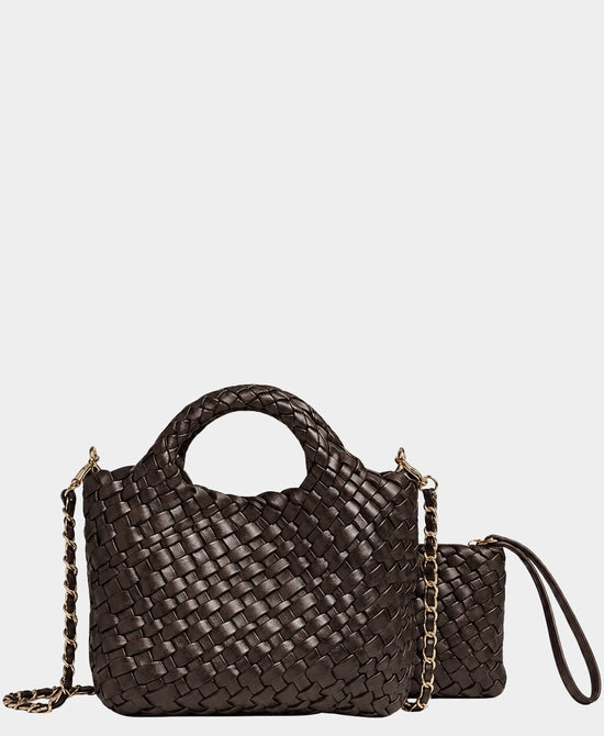 
2in1 Mini Woven Crossbody Bag in COFFEE view 1
