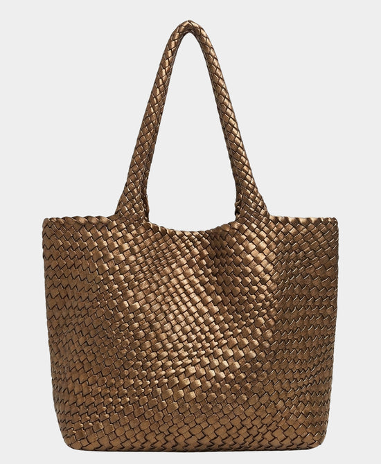 
2in1 Woven Faux Leather Tote Bag in BRONZE view 1