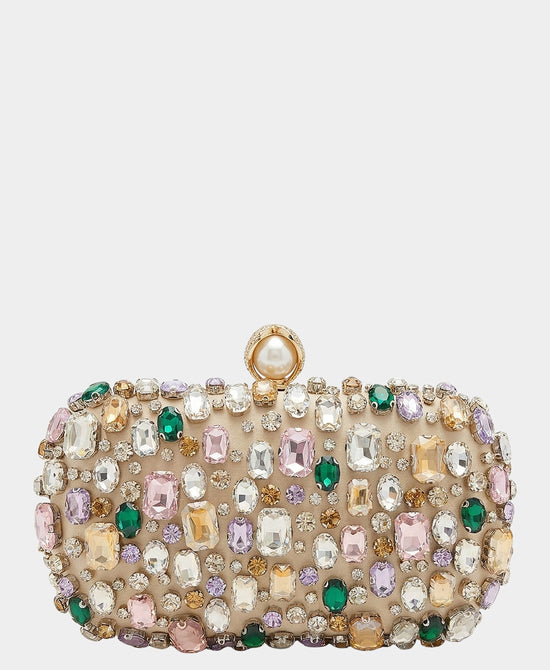 
Multi Stone Evening Clutch Bag in GOLD MULTI view 1