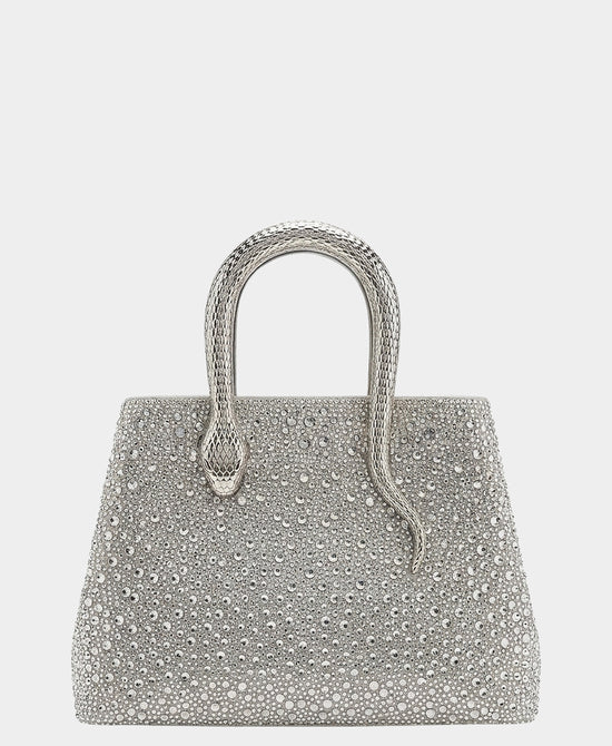 
Crystal Snake Handle Evening Bag in SILVER view 1