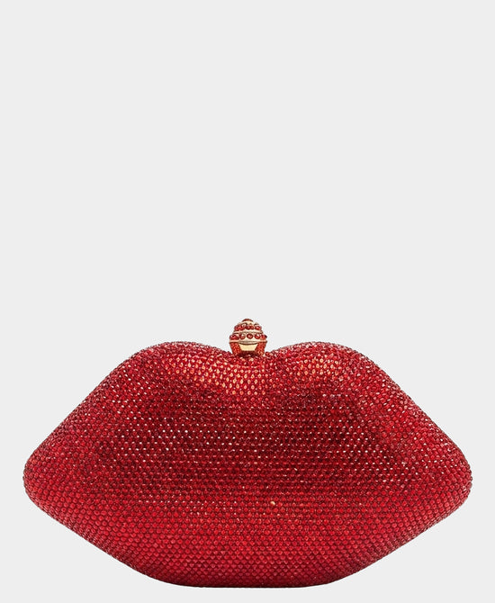 
Crystal Lip Evening Clutch Bag in RED view 1