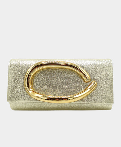 Metallic Clutch Bag w/ Metal Detail image 1